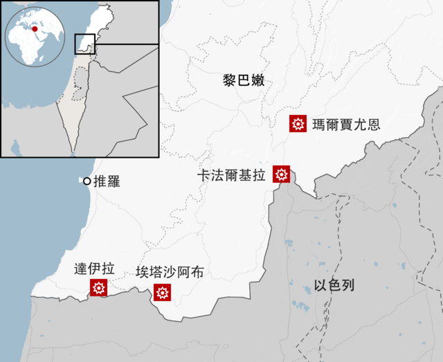 A map locating the  has independently verified the repeated use of white phosphorus munitions by the IDF in four towns and villages between October 2023 to March 2024